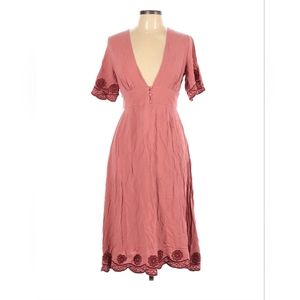 Artistic Light Mauve Embroidered Midi Dress, size large